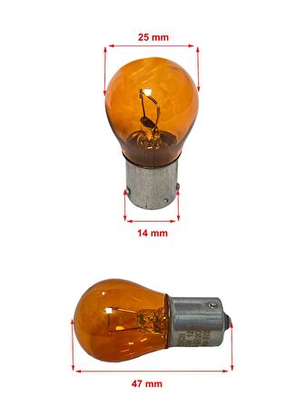 Eco 12V 21W 93 BAU15S Turuncu, Tek Duy, Yakın Tırnak, Sinyal, Fren Ampulü 10 Adet