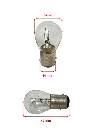 Eco 12V/21W 5W 1016 BAY15D Çift Duy, Şaşı Düz Tırnak, Fren, Stop, Sis Ampulü 10 Adet