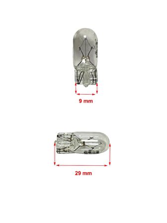 T10 12V W5W Dipsiz Minyatür Ampul 10 Adet