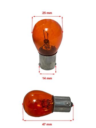 12V 21W 93 Turuncu Yakın Tırnak Sinyal ve Far Ampulü 10 Adet