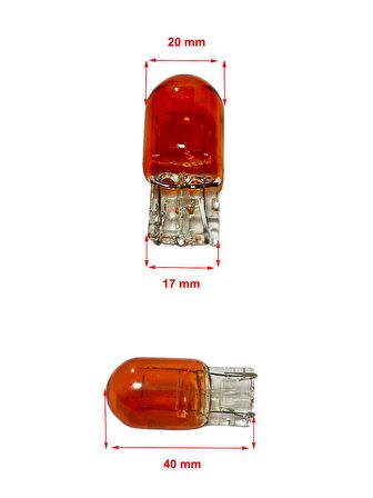 T20 12V 93 21W Dipsiz Turuncu Sinyal, Stop, Far Ampulü 10 Adet