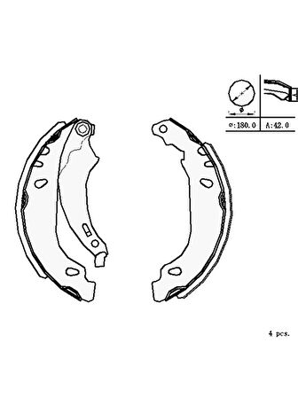 Mga Renault Clio Symbol I,II 1.2-1.4-1.5 Dci-1.6-1.9D 2001-2014 ABSsiz Arka Fren Balata Tk. 180x42mm