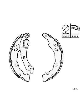 Mga Renault Clio II 1998-2005, Clio IV 2012-2018 Arka Fren Balatası Takım 203x39 mm