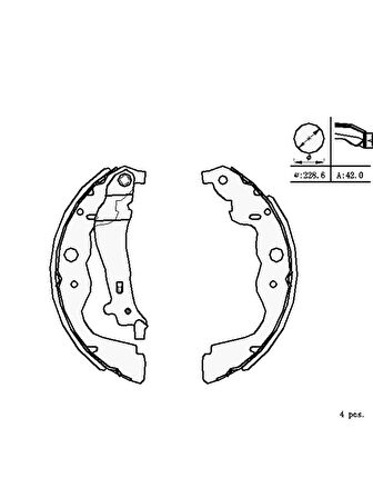 Mga Dacia Dokker 2012-2021 Arka Fren Balatası Takım 228x42 mm