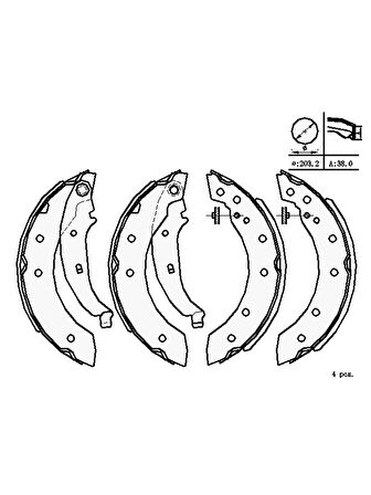 Mga Renault Thalia, Clio Symbol I, II 1998-2014 Arka Fren Balatası Takım 203x38 mm