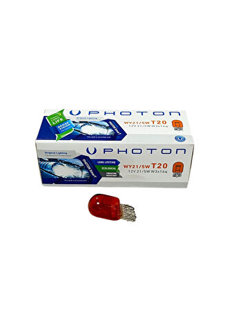 Photon T20 WY21/5W 12V Büyük Dipsiz Minyatür Turuncu Çift Telli Dipsiz Ampul 10 Adet