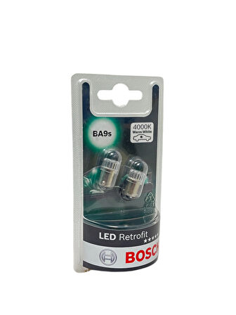 Bosch BA9S 12V 1W T4W 4000 Kelvin Sıcak Beyaz Led Redrofit Gösterge, Tavan Ampulü 2'li Takım
