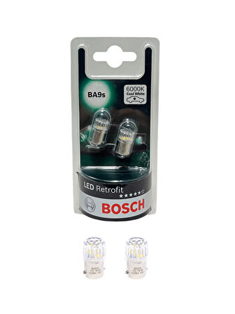 Bosch BA9S 12V 1W T4W 6000 Kelvin Soğuk Beyaz Led Redrofit Gösterge, Tavan Ampulü 2'li Takım
