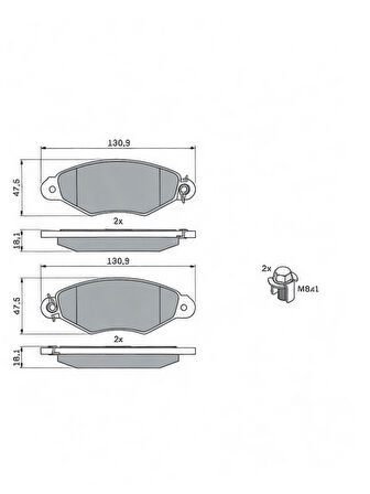 Mga Renault Kangoo I 1997-2008, 1.5 DCi 2003-2011 Ön Fren Balatası Takım