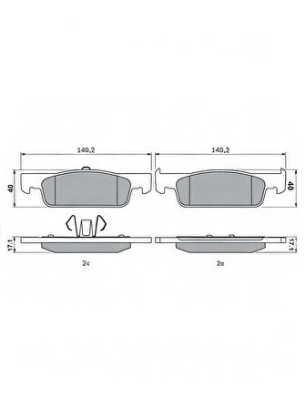 Mga Renault Clio IV 2012-2015 Üst Kulak İnce Tip Ön Fren Balatası Takım