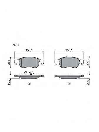 Mga Renault Fluence 2009-2017 Üst Kulaklı Tip Ön Fren Balatası Takım