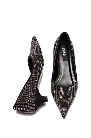 Kadın Stiletto Abiye Taş İşlemeli Sivri Burun Kapalı Kısa Topuklu Ayakkabı 165