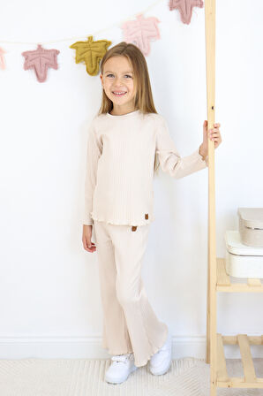 Kıç Çocuk İspanyol Paça Fitilli Kumaş Pamuklu Takım