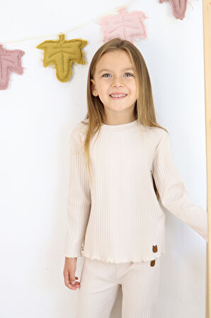 Kıç Çocuk İspanyol Paça Fitilli Kumaş Pamuklu Takım