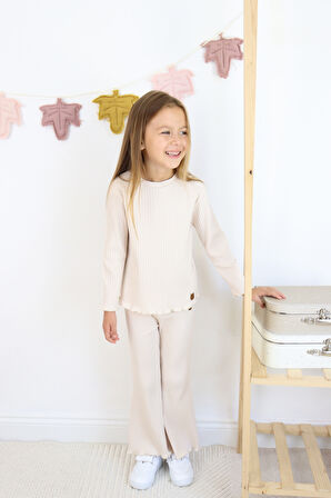 Kıç Çocuk İspanyol Paça Fitilli Kumaş Pamuklu Takım