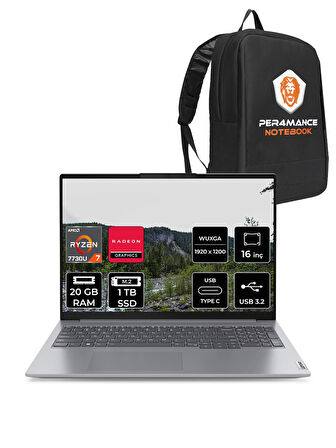 Lenovo Thinkbook 16 G6 R7 7730U 20GB 1TB SSD 16'' WUXGA FDOS Dizüstü Bilgisayar & PER4 ÇANTA