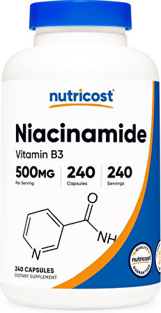 Nutricost Niacinamid (Vitamin B3) 500mg 240 Kapsül