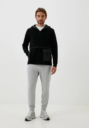 Erkek Sweatshirt Siyah Kapüşon Detaylı Ön Cepli 3 İplik Logo Detaylı Sweatshirt NCS JEANS 1650