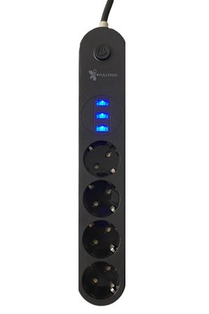 Roichil® 4lü Siyah Anahtarlı 3 USB Li Akım Korumalı Topraklı Çocuk Korumalı Grup Priz 2 Metre