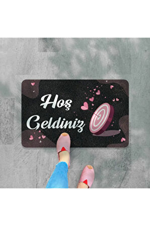 hoş geldiniz yazılır Dekoratif Dış Kapı Önü ve Iç Mekan Paspası yıkanabilir