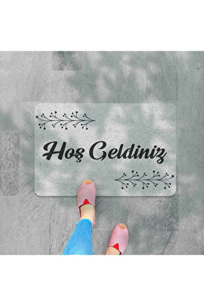 hoş geldiniz yazılır Coco Görünümlü Dekoratif Dış Kapı Önü ve Iç Mekan Paspası