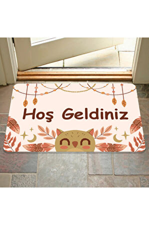 Dijital Baskılı hoş geldiniz yazılır Desenli Dekoratif Dış Kapı Önü ve Iç Mekan Paspası yıkanabilir