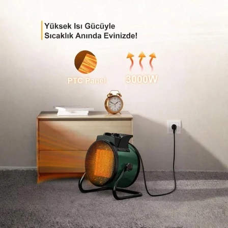 Elektrikli Fanlı Isıtıcı 3000W PTC Seramik Isıtıcı 3 Kademeli Taşınabilir Oda Ofis Masa Altı Fanlı Isıtıcı