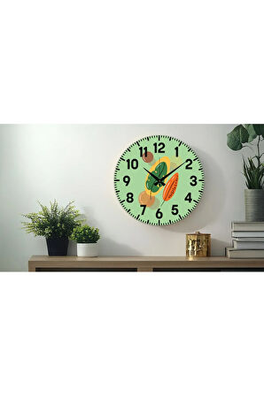 Dekoratif Türkçe Rakamlı UV Baskılı Duvar Saati (Sessiz) Akar Mekanizma 40CM Metal Akrep Yelkovan