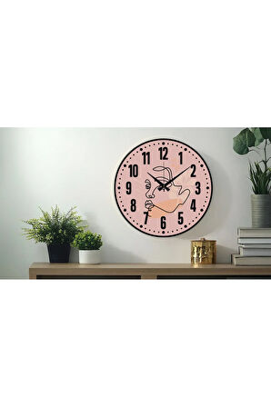 Dekoratif Türkçe Rakamlı UV Baskılı Duvar Saati (Sessiz) Akar Mekanizma 40CM Metal Akrep Yelkovan