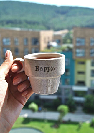 3'Lü Kahve Fincanı Espresso Türk Kahve Fincan Seti-Happy Enjoy Dream