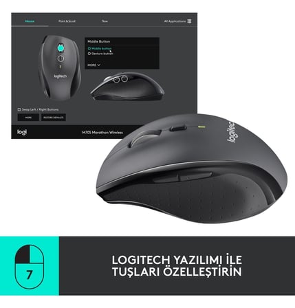  Logitech M705 Marathon 1000 DPI Kablosuz Mouse - Siyah