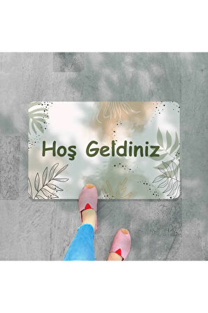 Dijital Baskılı hoş geldiniz yazılır Desenli Dekoratif Dış Kapı Önü ve Iç Mekan Paspası yıkanabilir