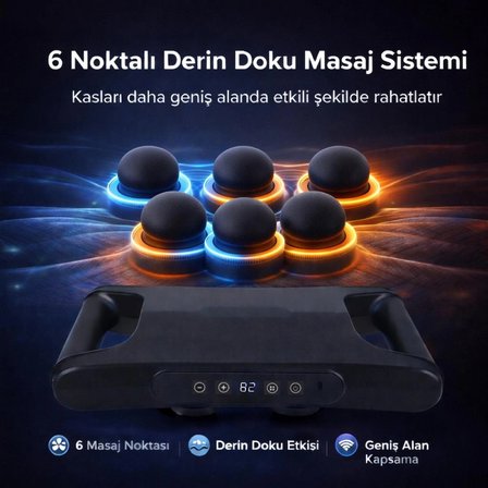 6 Başlıklı Şarjlı Masaj Aleti – Derin Doku Masaj Cihazı 9 Kademe Hız Ayarlı Elektrikli Titreşimli Vücut Masaj Aleti