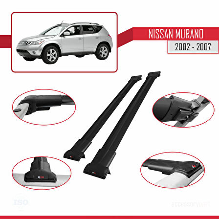 Nissan Murano 2002-2007 Arası ile Uyumlu FLY Model Ara Atkı Tavan Barı Siyah 2 Adet
