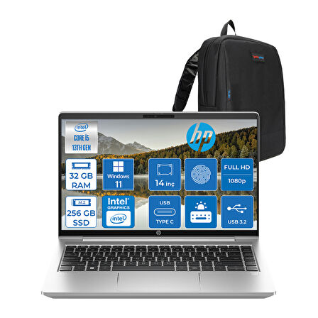 Hp Probook 440 G10 Intel Core I5 1335U 32GB 256GB SSD Intel® Iris® Xᵉ Grafik Windows 11 Home 14" IPS Fhd Taşınabilir Bilgisayar HP8A565EAH16+ Zetta Çanta