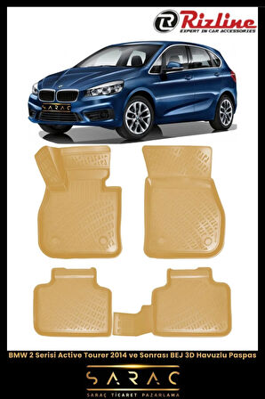 Rizline BMW 2 Serisi F45 Active Tourer 2014 Model BEJ 3D Havuzlu Paspas