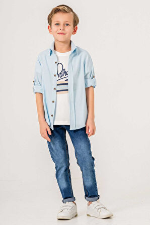 Ayarlanabilir Kol Klasik 3 Parça Erkek Çocuk Gömlekli Takım