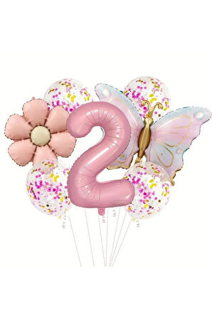 MAKARON KELEBEK FOLYO PAPATYA YAŞ BALON SET