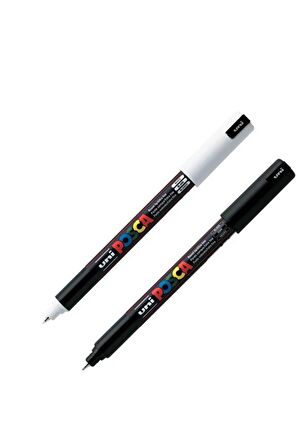 Uni Posca Pc-1mr Boyama Markörü 0.7 Mm Beyaz + Siyah