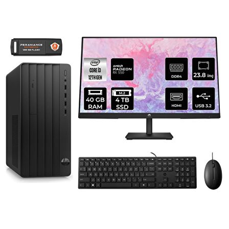 HP TOWER 290 G9 i3 12100 40GB RAM 4TB SSD RX550/4GB FDOS 6D3A1EA MASAÜSTÜ PC & 23.8'' MONİTÖR