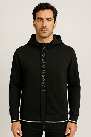Erkek Sweatshirt Kapüşonlu Siyah 1657
