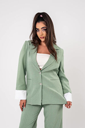 Asmetrik Kesim Gömlek Deteylı Blazer Ceket Pantolon Takım TKM08013