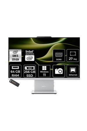 IdeaCentre 27IRH9 i5 13420H 64GB 256GB SSD 27" FHD W11H Gri All in One Bilgisayar