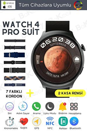 Watch 4 Pro Suit 7 Kordonlu Akıllı Saat Tüm cihazlara Uyumlu Sesli Görüşme Nfc Akıllı Saat Watch 9 8