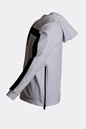 Erkek Sweatshirt Kapüşonlu Yan Fermuar Detaylı Sportswear Beyaz 1658