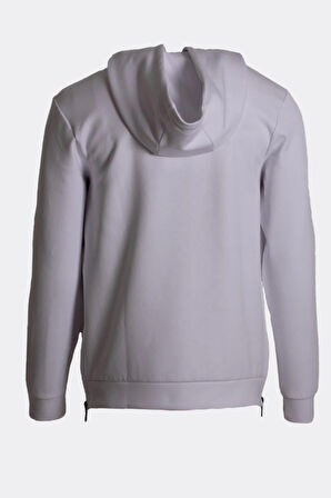 Erkek Sweatshirt Kapüşonlu Yan Fermuar Detaylı Sportswear Beyaz 1658