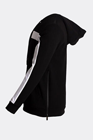 Erkek Sweatshirt Kapüşonlu Yan Fermuar Detaylı Sportswear Siyah 1658