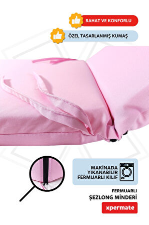 XPERMATE Fermuarlı Şezlong Minderi Su Geçirmez Kumaş Katlanır Şezlong Minderi Katlanabilir Plaj Minderi 60x180x5Pembe