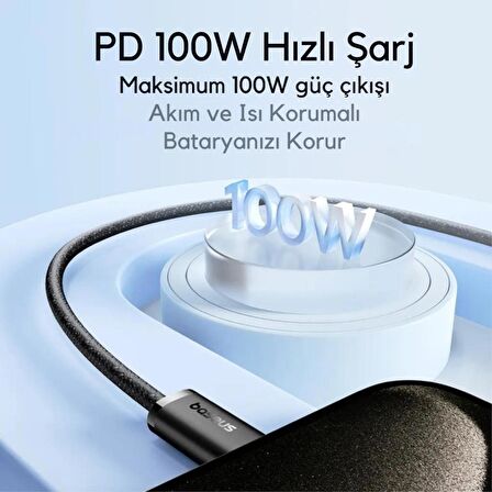 Baseus E-Marker Akıllı Çip 100W Type-C Şarj Kablo Samsung Xiaomi İphone 15 15 Pro Max Uyumlu Şarj Kablosu