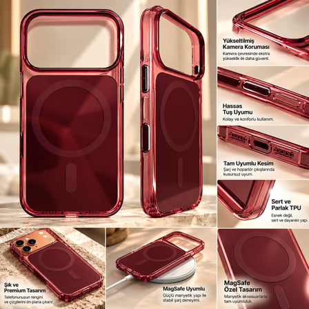 Sert TPU OverCover Premium Kılıf iPhone 17/18 Pro ile Uyumlu MagSafe